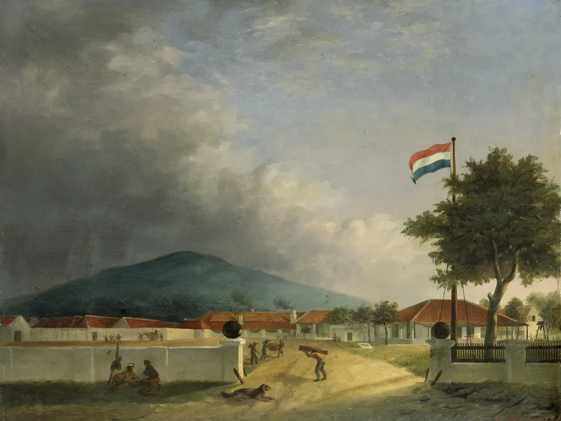 1820-Herman Theodorus Hesselaar - La fabbrica di zucchero 'Kedawong' vicino a Pasoeroean, sull'isola di Giava